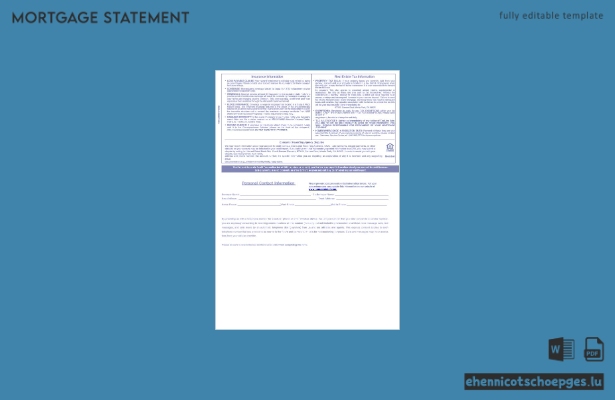 USA Nomad Global Bankhypothekenabrechnung im Word- und PDF-Format, 3 Seiten, Beispielvorschau